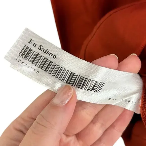 En Saison Cognac Sveta Puff Sleeve Tie Front Cotton Midi Dress Womens XS - Picture 6 of 8